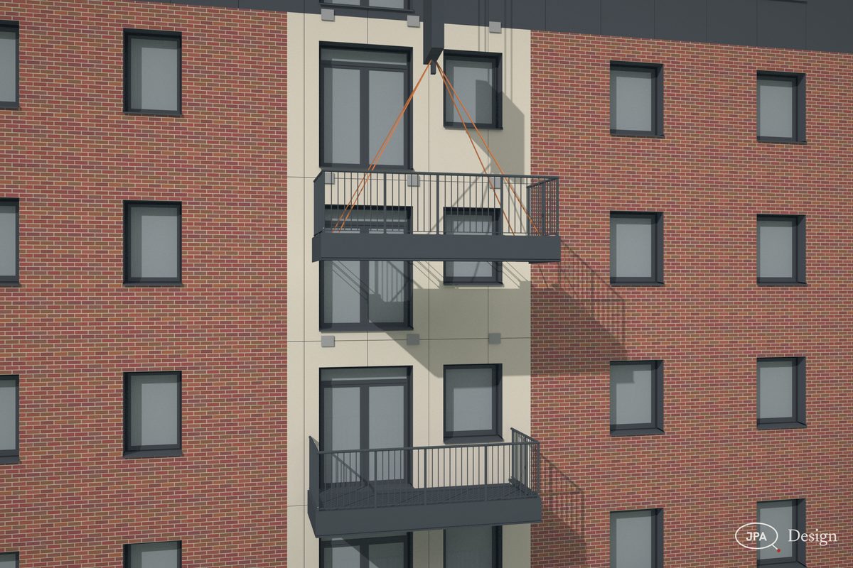 Block B, a balcony on the hook beside its stubs