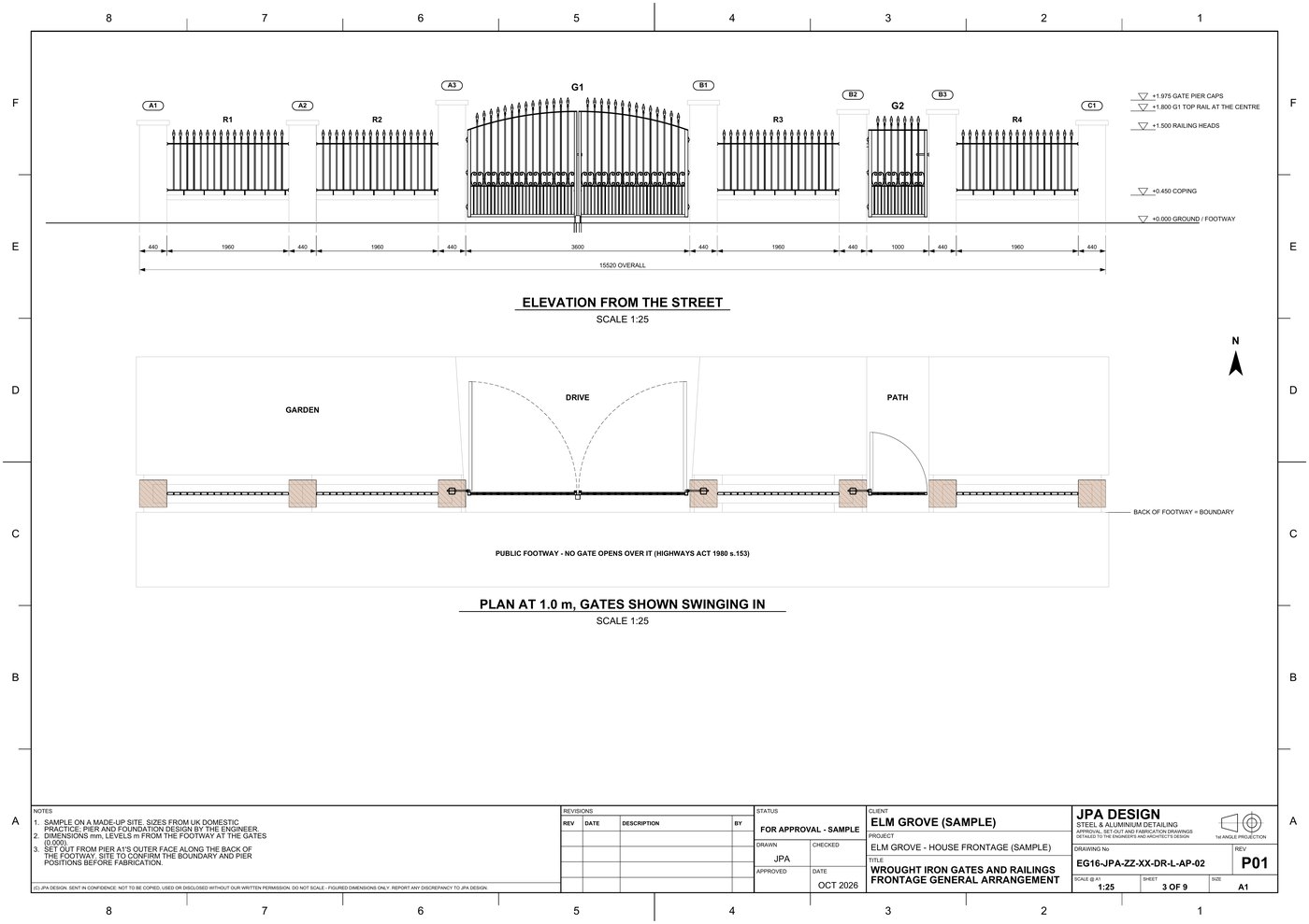 EG16-AP-02 Frontage GA, pier set-out and plan