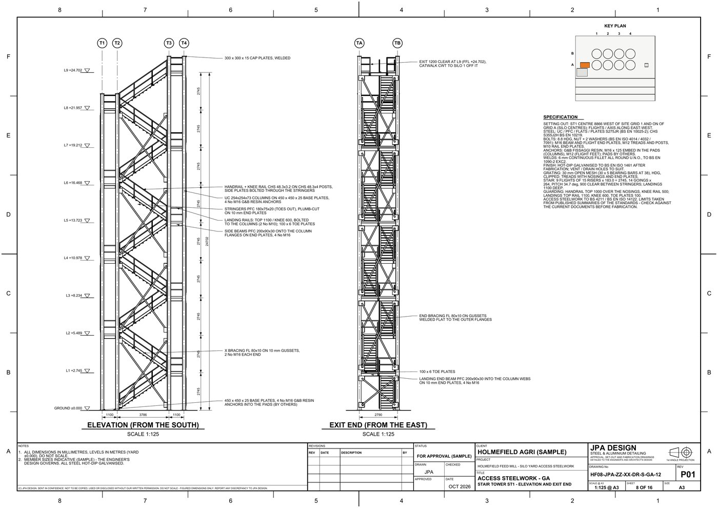 HF08-GA-12 Stair tower ST1, elevations