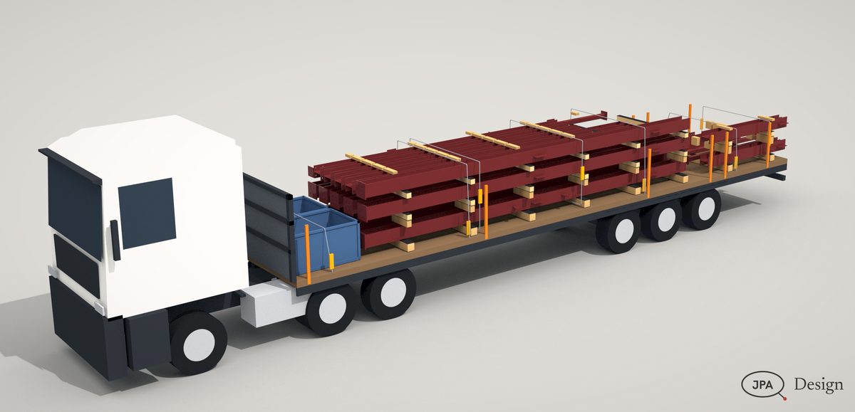 Load 1 on its artic: timbers, mats, chains and the steel as loaded
