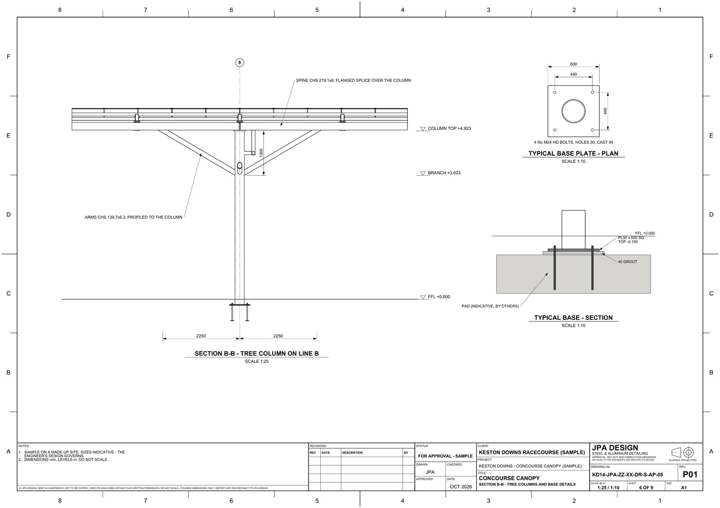 KD14-AP-05 Tree column and base, section B-B