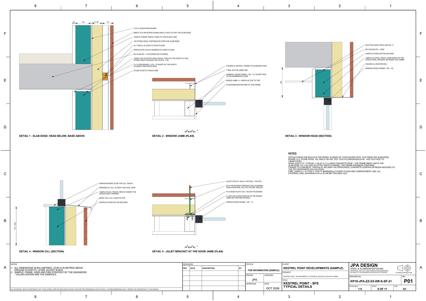 KP10-SF-21 Slab edge, head and cill details