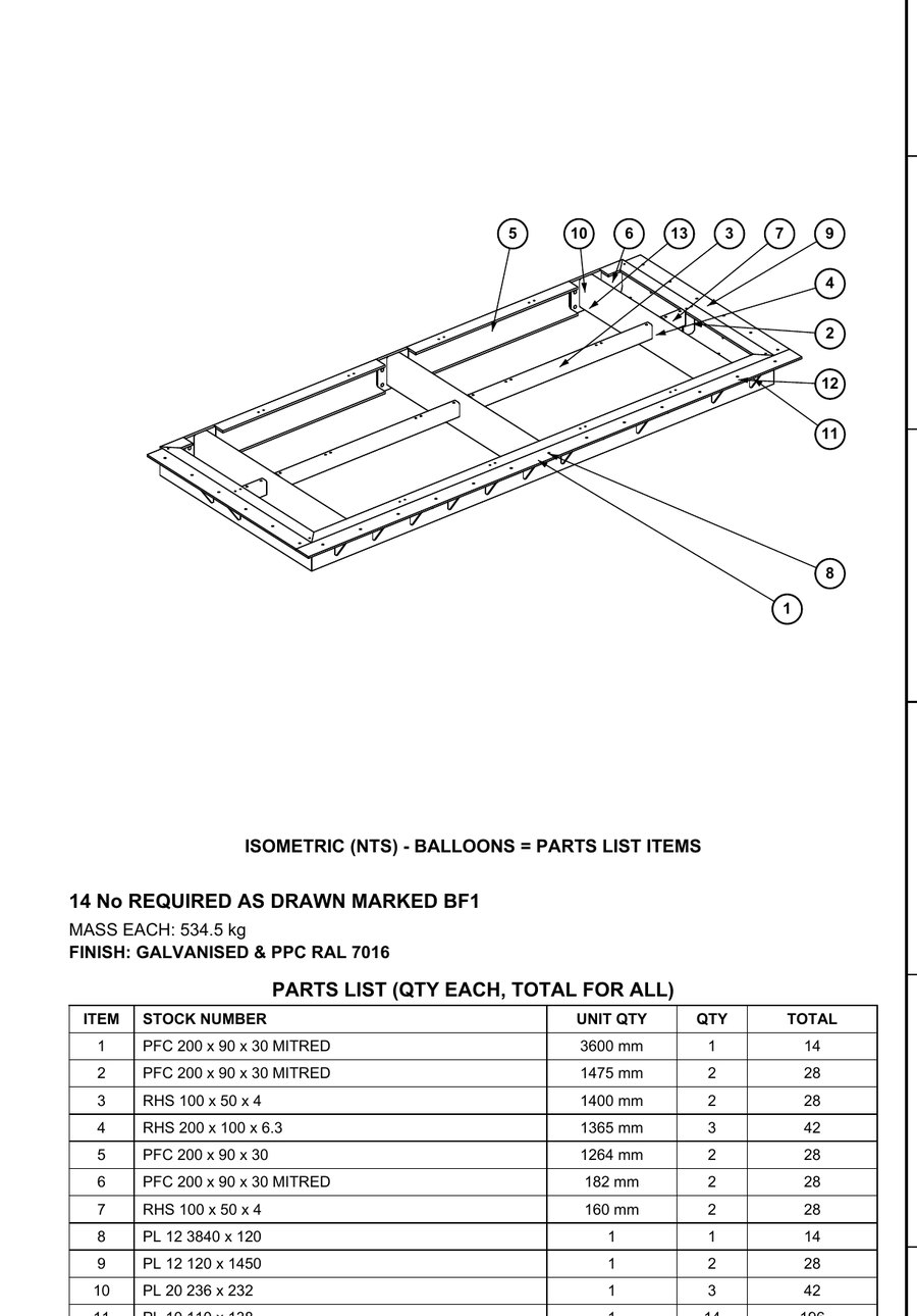 MC01-F-S10 Frame BF1, GA and parts list