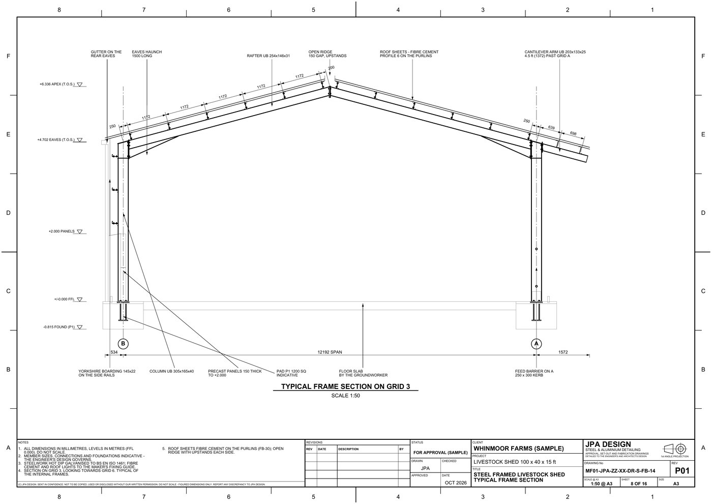 MF01-FB-14 Typical frame section