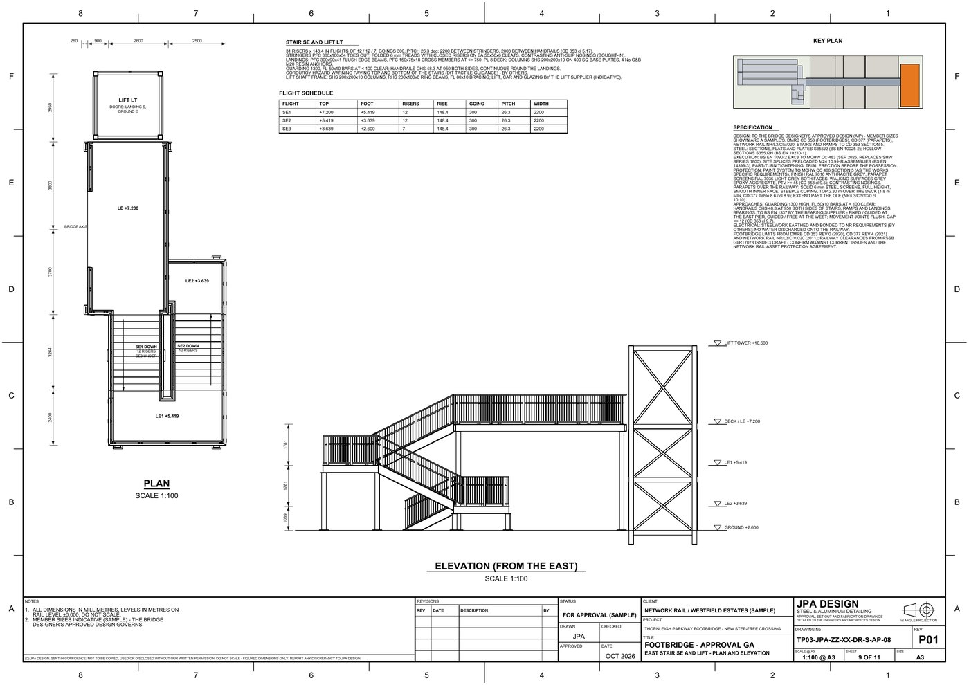 TP03-AP-08 East stair, plan and elevation