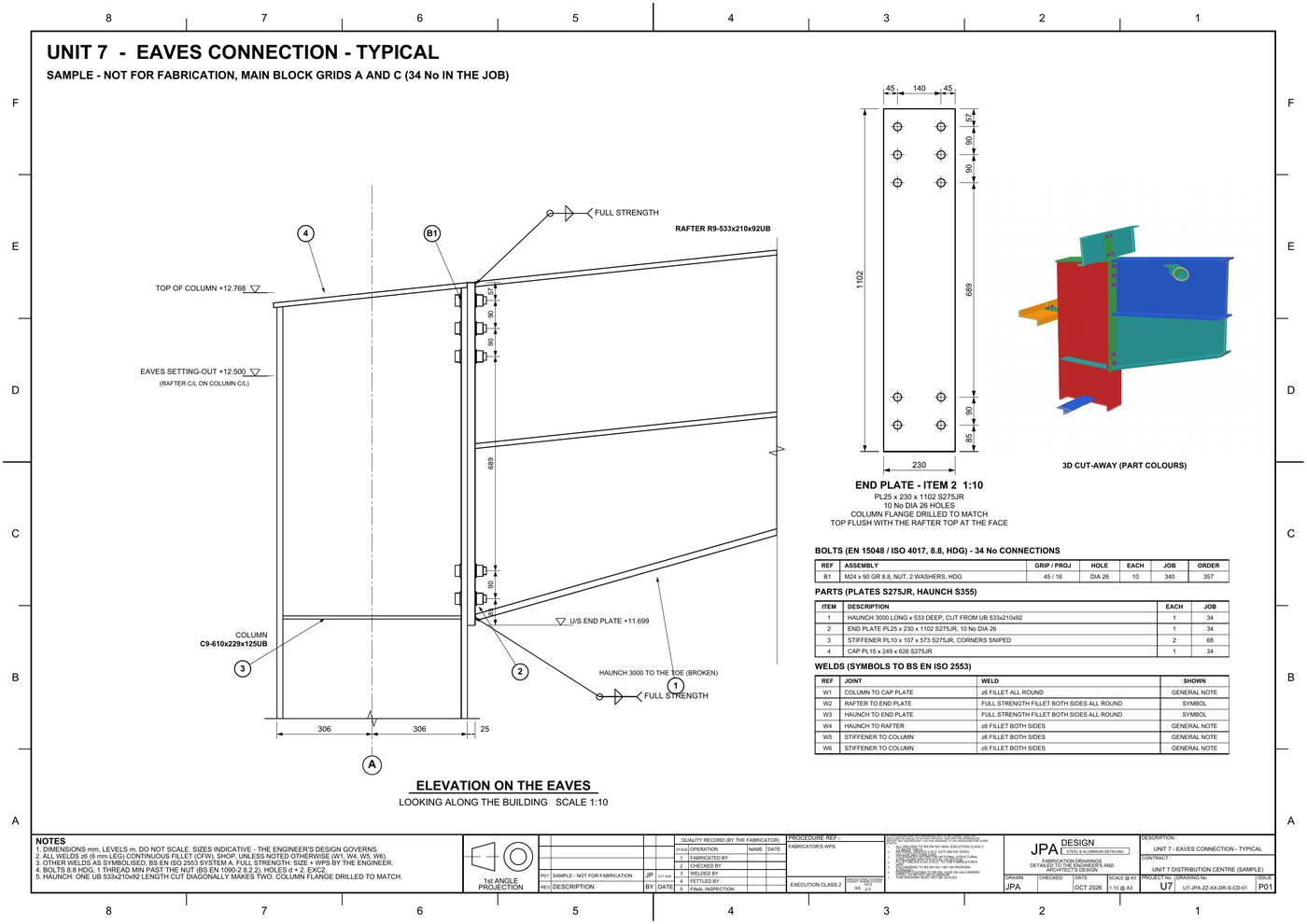 U7-CD-01 Eaves connection, typical