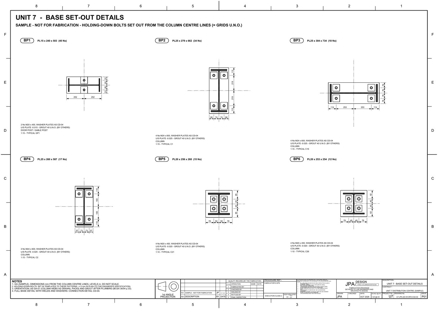U7-GA-02 Base set-out details