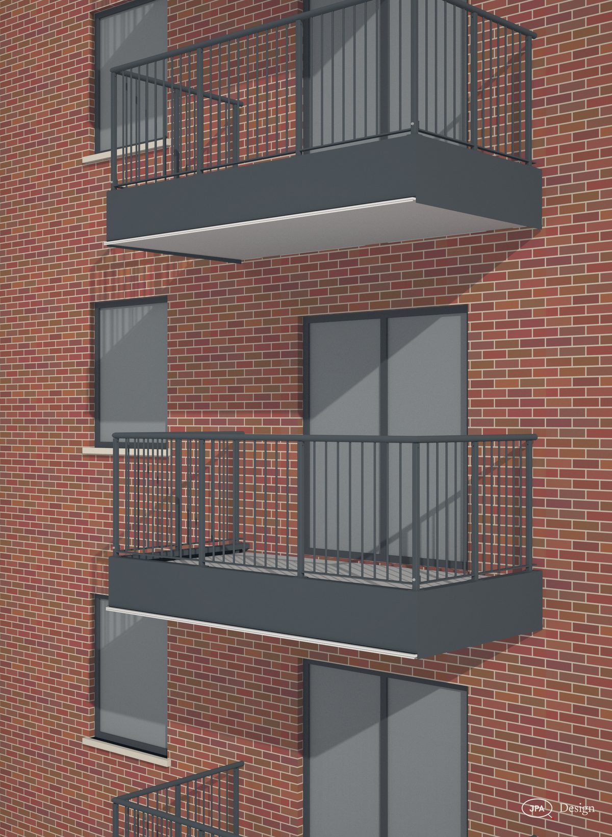 After, close: new bar balustrades on the kept frames